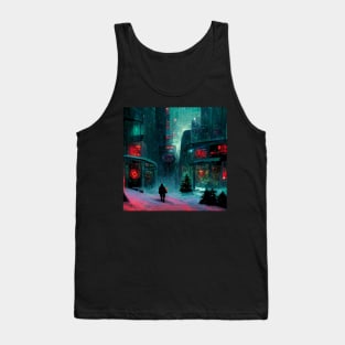 Christams alley in cyberpunk city Tank Top